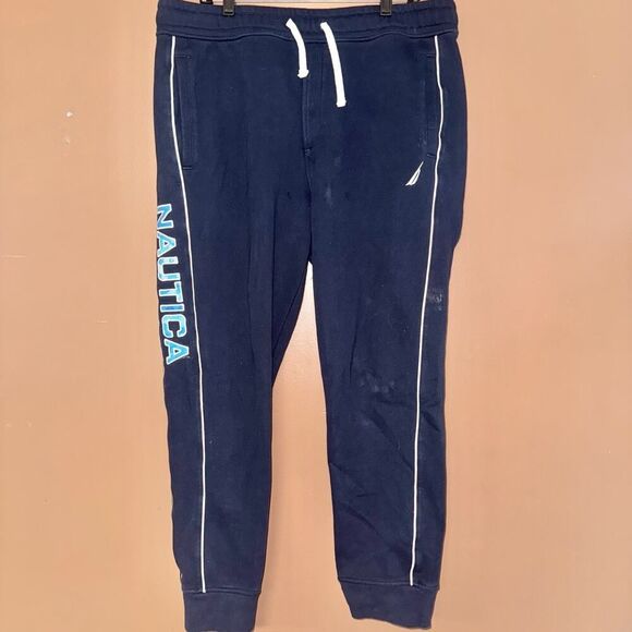 Nautica Men's Nautical Side Striped Logo Knit Fleece Sweatpants Navy - Size XL - Picture 4 of 10